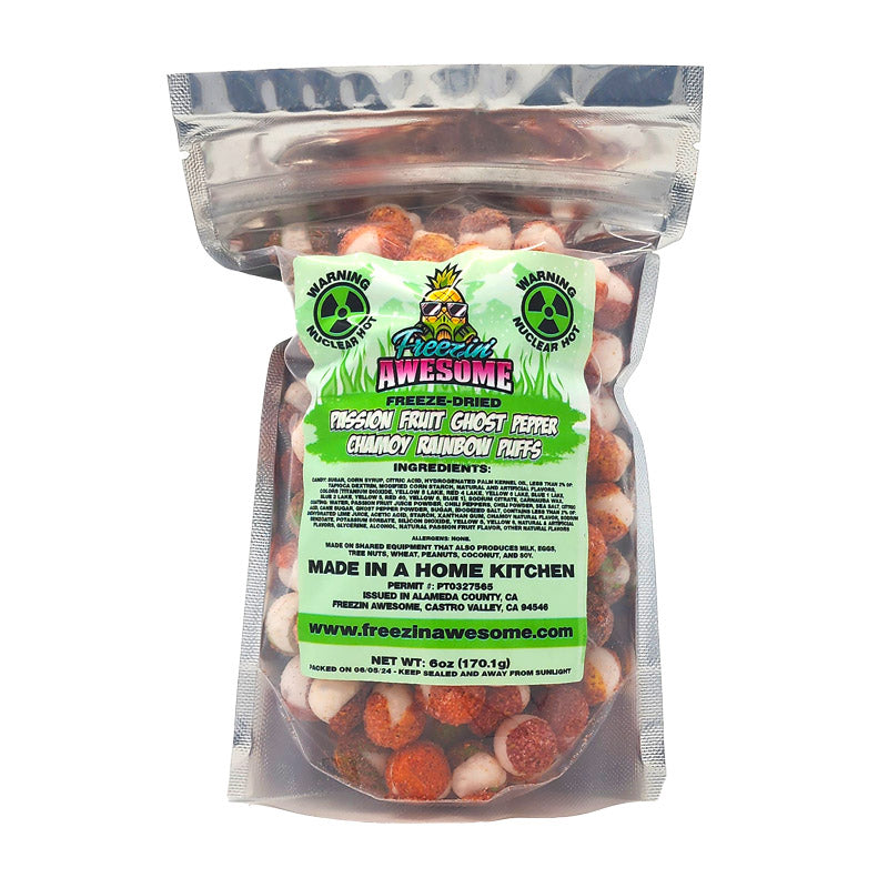 Freeze Dried Passion Fruit Ghost Pepper Chamoy Rainbow Puffs - 6oz 